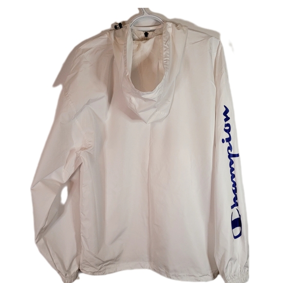 CHAMPION MENS PACKABLE HOODED JACKET Windbreaker White, Size L - Picture 9 of 9